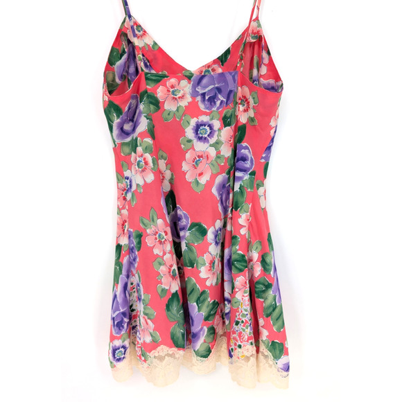 VTG 90s Y2K Victorias Secret Gold Label Pink Fairy Floral Lace Trim Slip Dress S - Picture 5 of 8